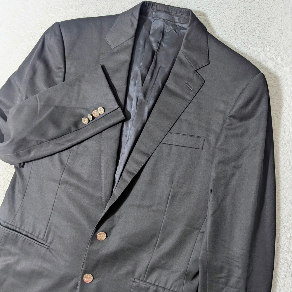 Ralph Lauren Blazer Mens 40 L Black Label Wool Crest Button Sport Coat 2-Button